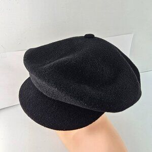 Vintage Kangol Black Wool Spitfire Torist Cap Hat Large